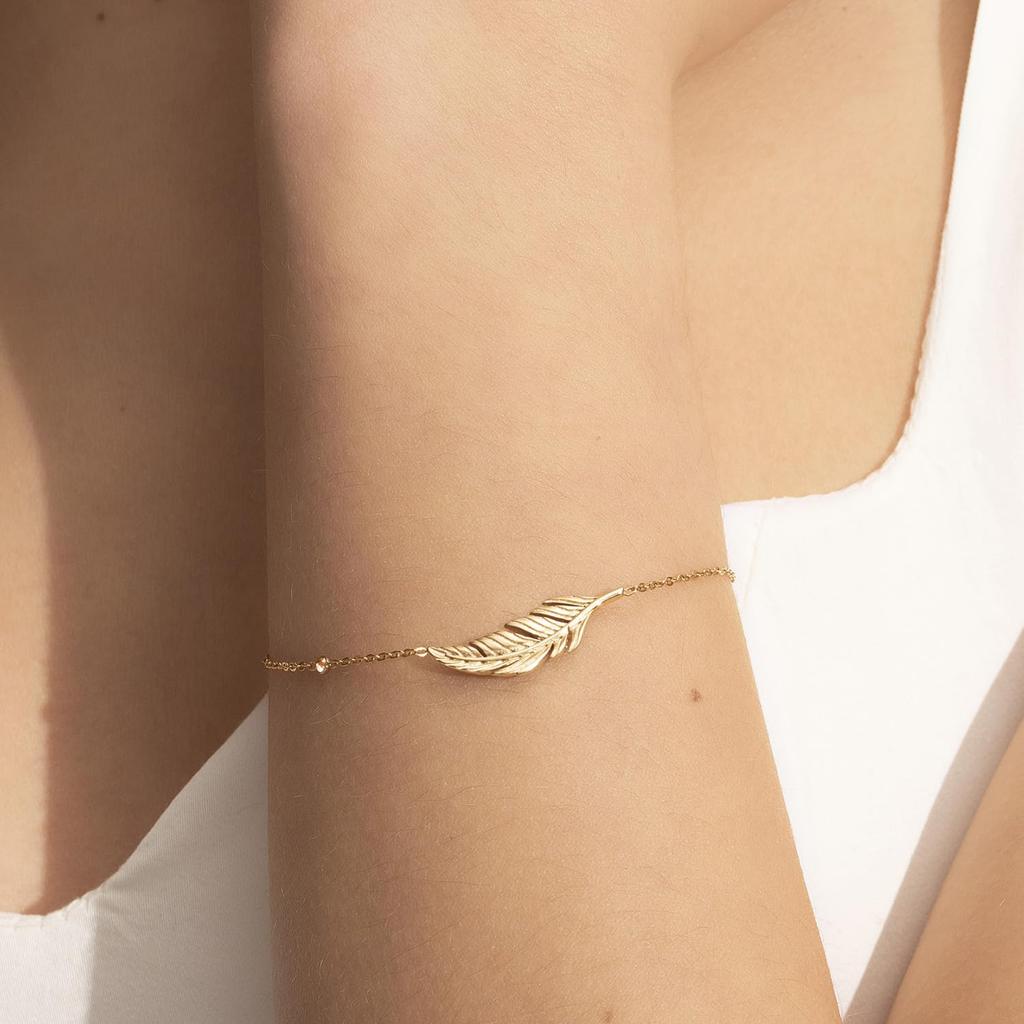 Authentic imported bracelet for women 24100216 Signature Feather Gold Bracelet [OLIIVA BURTON]