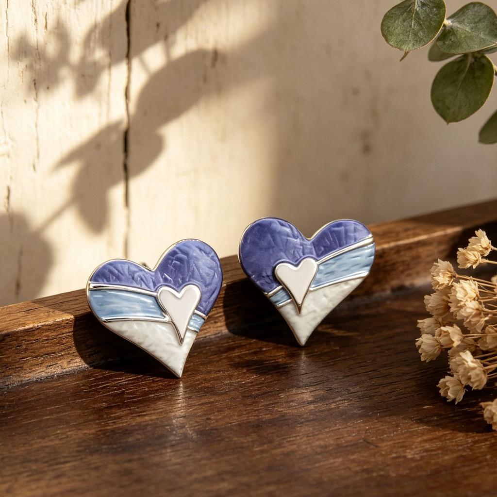 Popular hand-painted enamel color size love gentle color matching earrings personality advanced sense daily versatile earrings