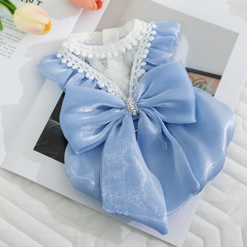 Vestido Vaquero Primavera-Verano: Falda de tirantes estilo Hong Kong para perros y gatos