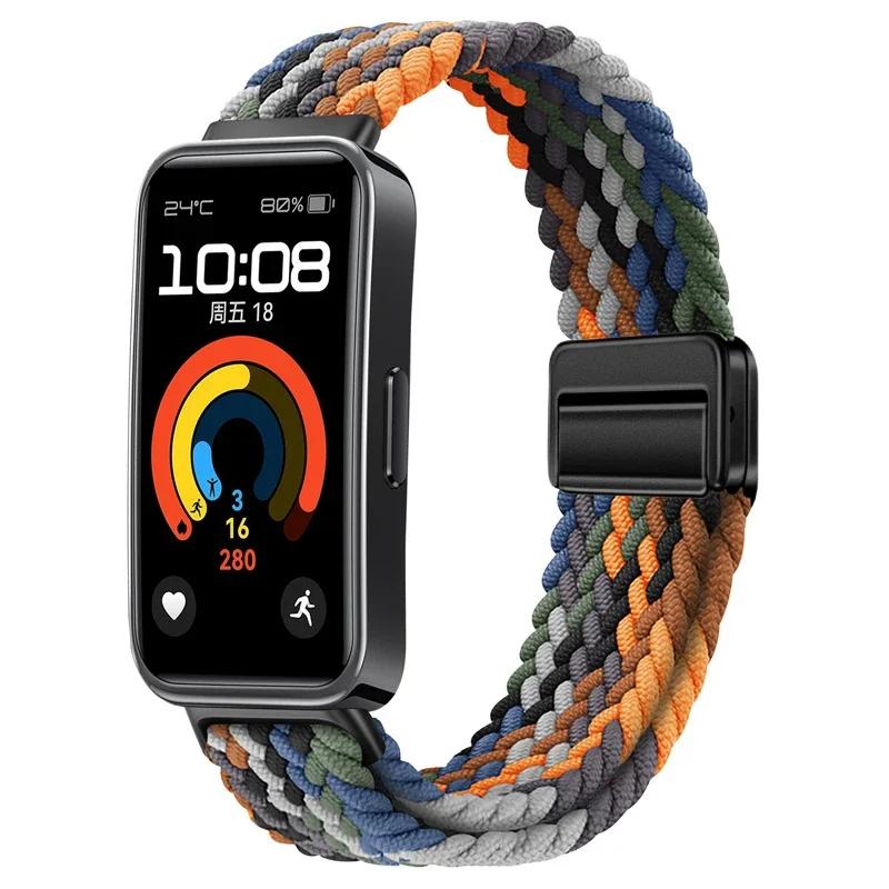 Magnetic Braided Loop Strap for Huawei Band 10 9 8 Accessories Adjustable Wristband Elastic Nylon Bracelet Huawei Band 9 Band 8