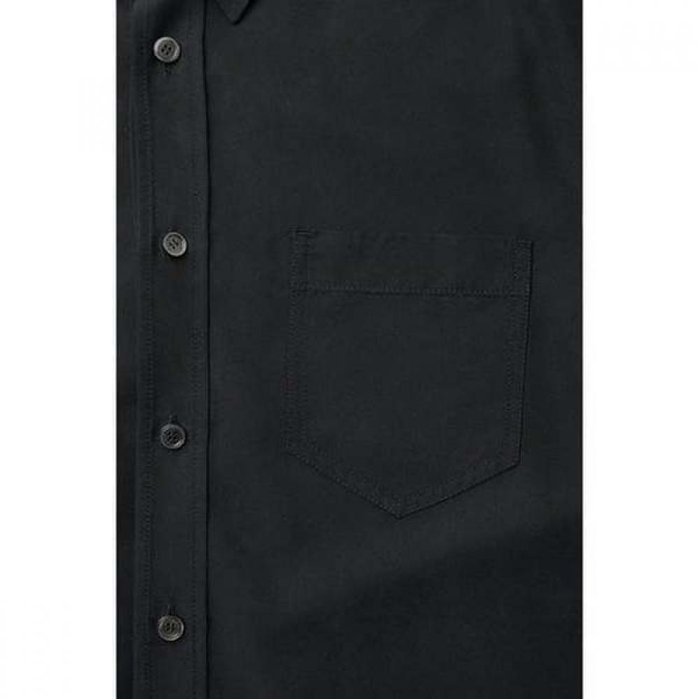 Customellow Relaxed Fit Chest Pocket Rayon Shirt Black Cwsaw25113bkx