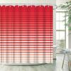 1Pc Water-Resistant Polyester Shower Curtain, Red To Beige Gradient With Horizontal Stripes, Minimalist Abstract Landscape Desig