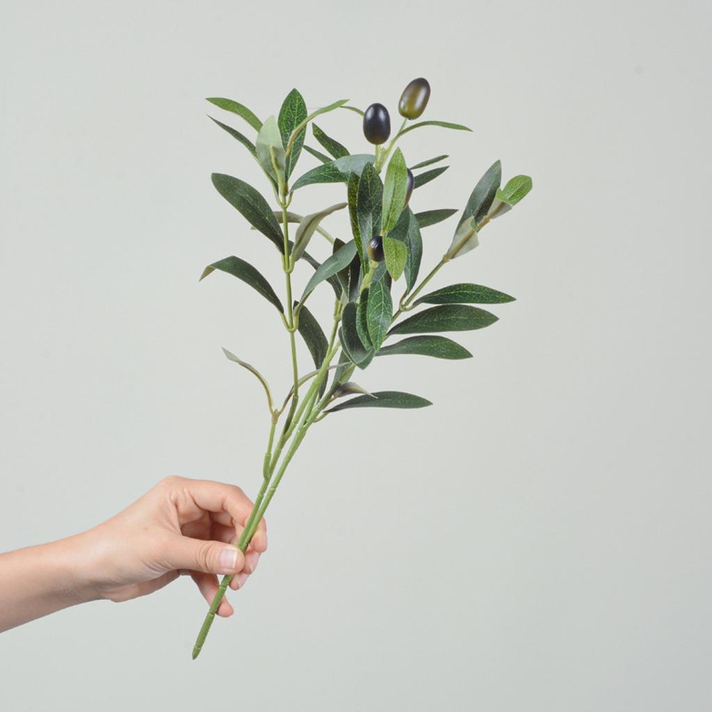 Fake Greenery Plump Decorative Olive Branch Artificial Olive Branch Realistic Silk Olive Branch For Home Decoration Wedding Mall зелёный