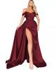 Annual banquet high split sexy host shoulder thin party evening dress