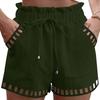 Dame Shorts Para Bomuld Linned Ensfarvet Tynd Udskåret Design Kantlomme Stram Talje Shorts Strandtøj Hvide Klæder