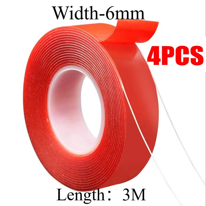 2pc Ultra Thin Transparent Red Film Double Sided Tape With HighTemperature Resistance No Marks Waterproof Adhesion Strong Adhes