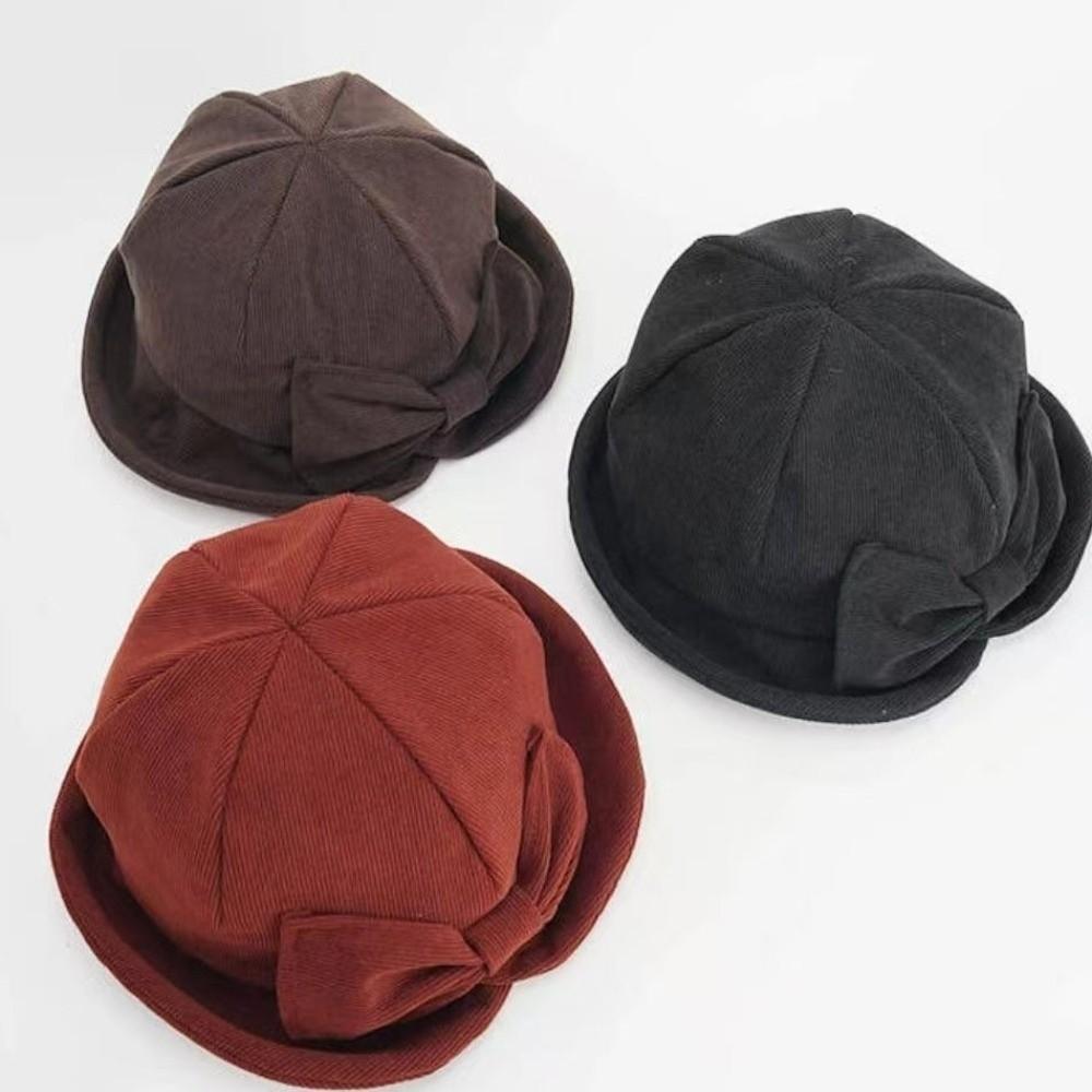 Warm Corduroy Bucket Hat Small Brim Basin Cap Vintage Fisherman Cap Outdoor