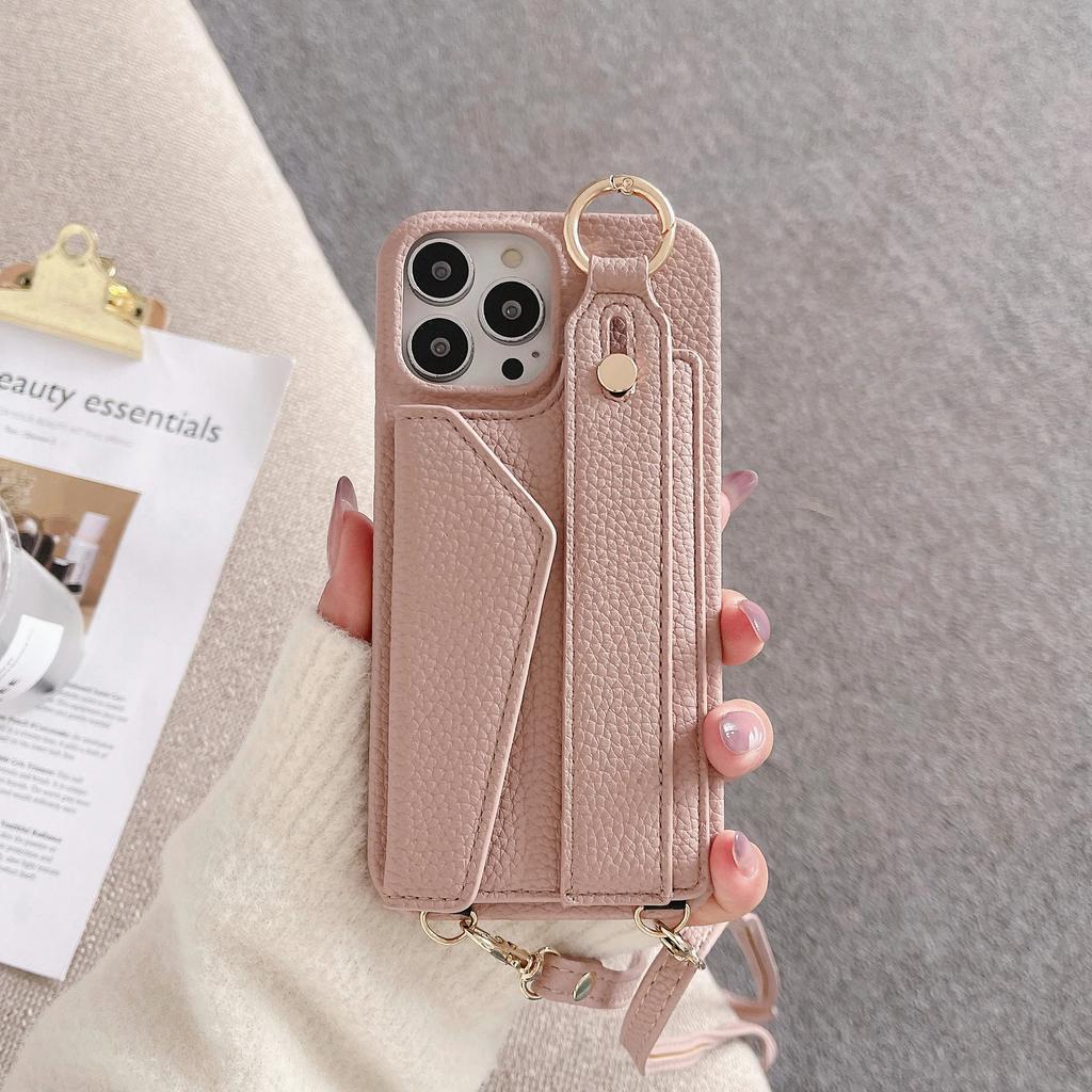 Crossbody Cards Solt Wallet Wristband Bag Case For iPhone 15 16 Pro Max 14 Plus 13 12 11 7 8 Se 2022 Lanyard Pocket Litchi Cover