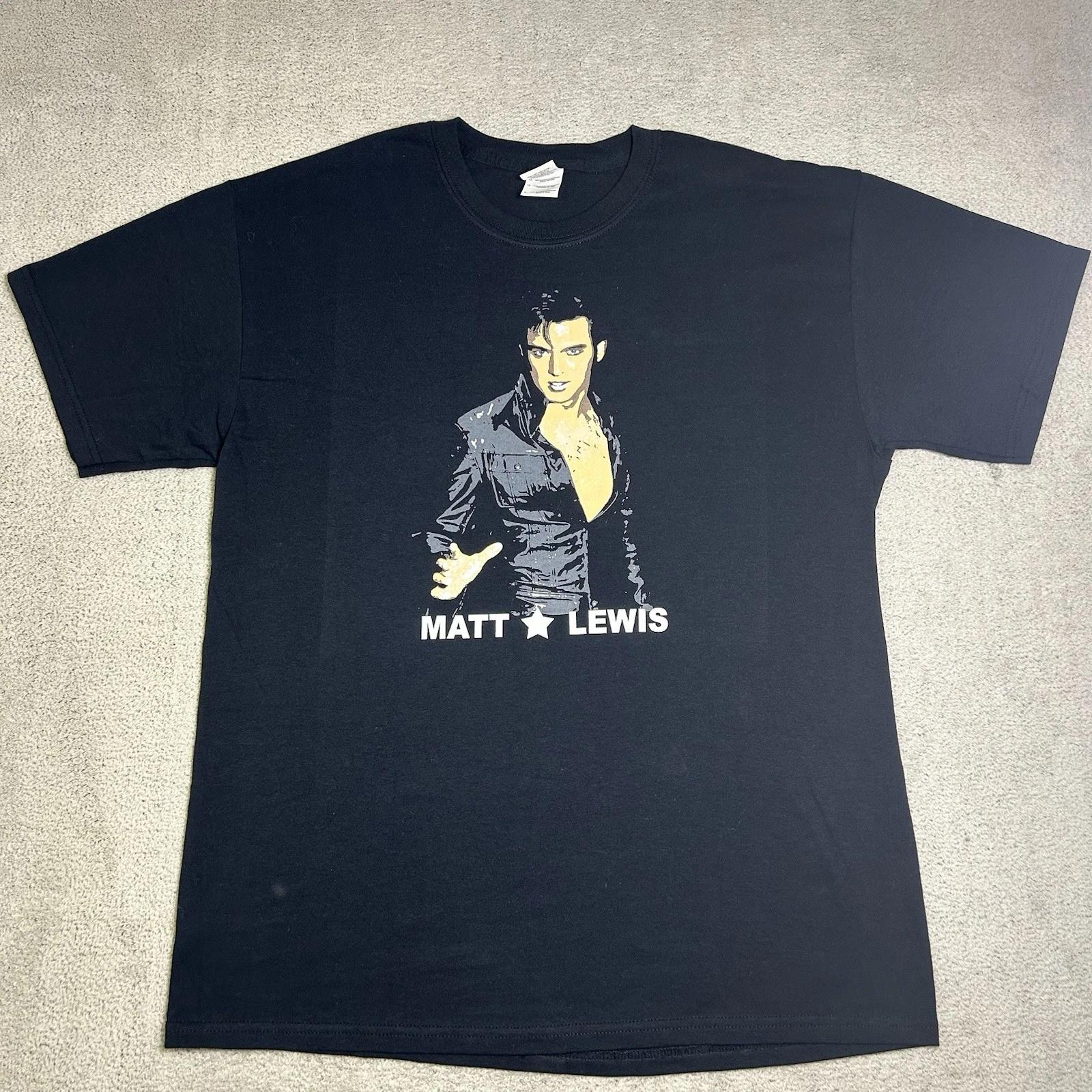 

Vintage Matt Lewis Graphic T Shirt Men’s Large Black Gildan Heavy Cotton Tag Y2K XL