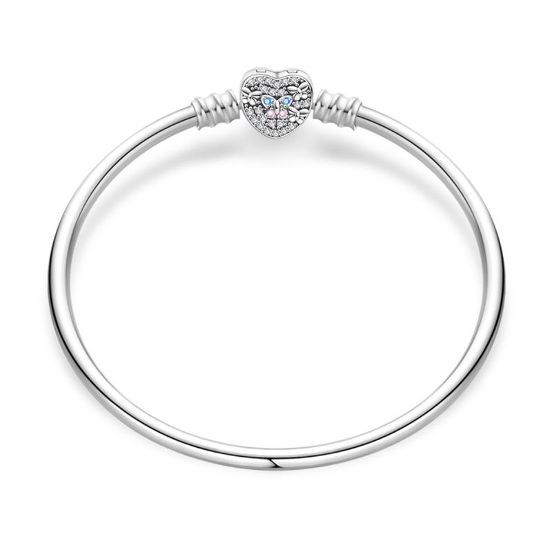 Real 925 Silver Hard Bracelet Size 17-20 Star Heart Spider Web Romantic For Women Luxury Jewelry