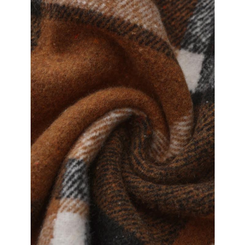 Spring and Autumn New Style Elegant Lapel Checkered Men's Shirt Retro Brushed Casual Long Sleeve Jacket