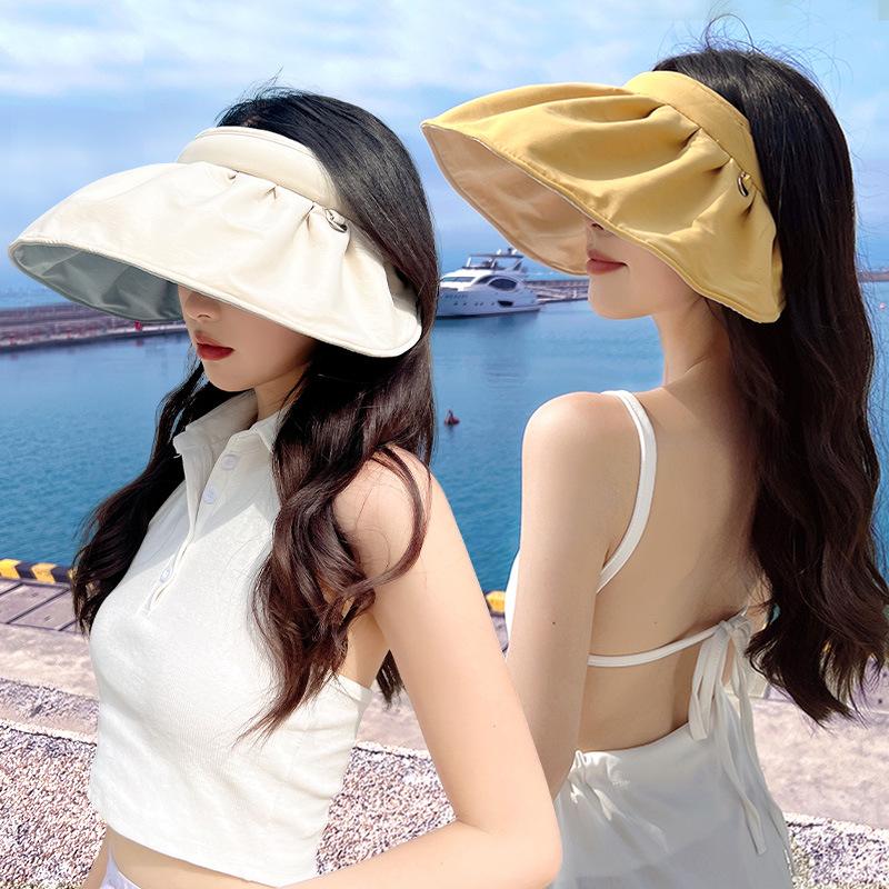 New empty top shell hat women's UV protection face covering summer cycling outdoor sweet sun hat women