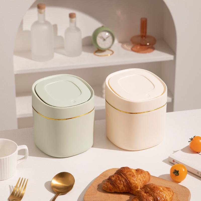 Popular Mini Desktop Trash Can with Pop-Up Lid for Bedside Table