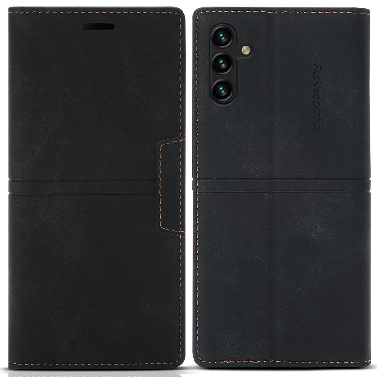 

For Samsung Galaxy S25 Wallet Case Magnetic Closing Leather Phone Cover Black