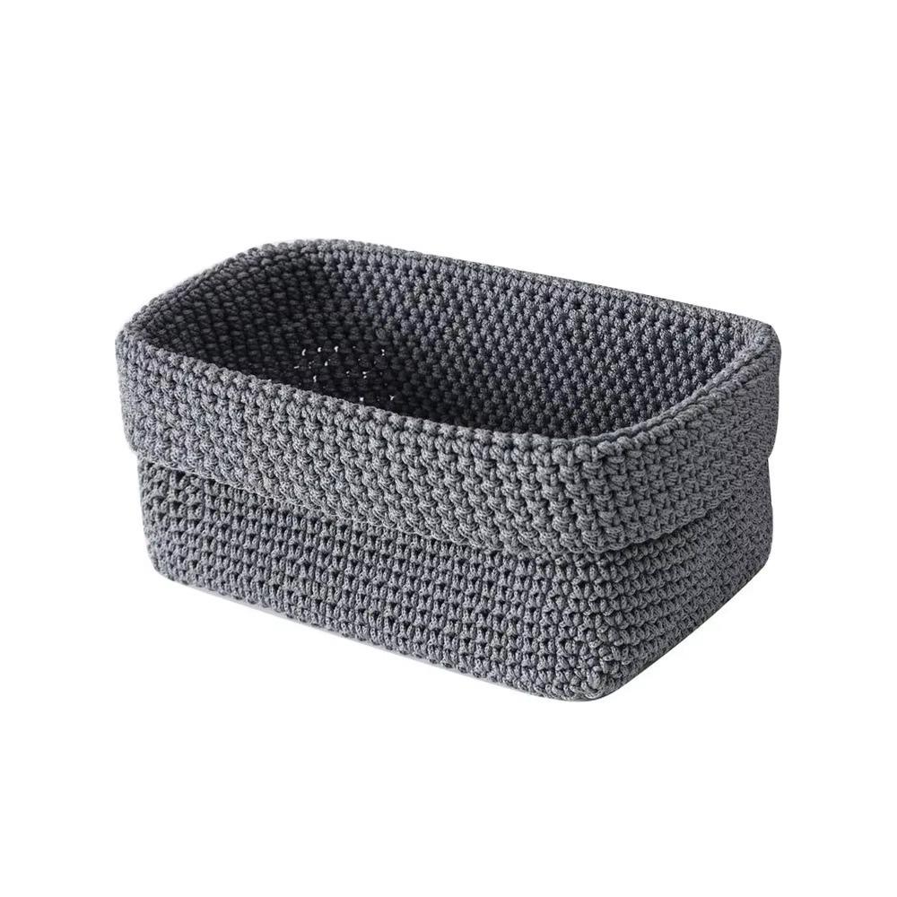 Handwoven Cotton Rope Storage Basket Rectangle Large Capacity Weaving Storage Basket Moisture-proof Breathable