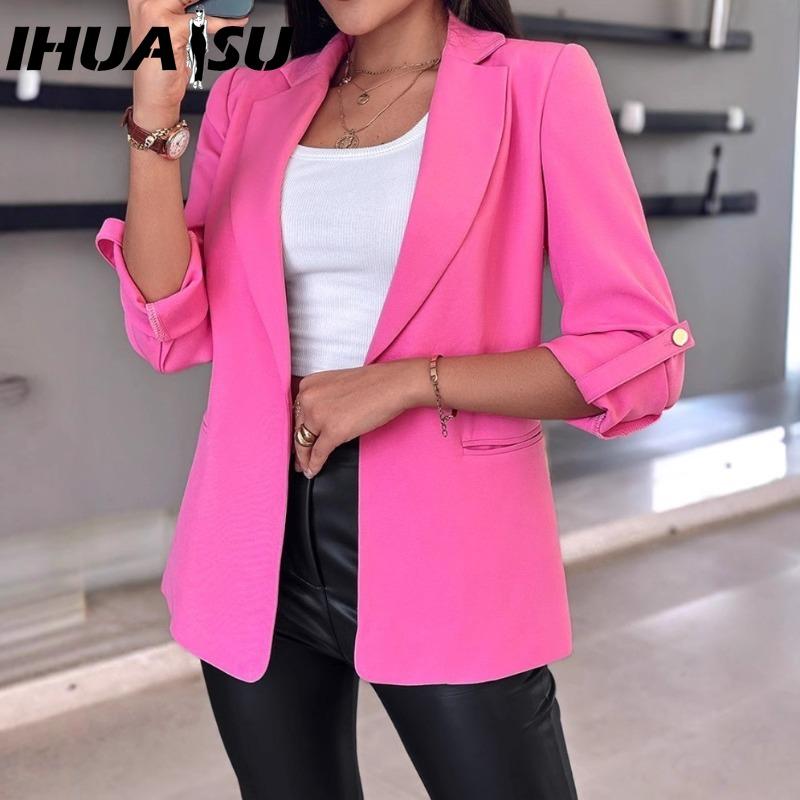 

IHUASU Женские винтажные повседневные куртки и пальто с клетчатым принтом, с длинным рукавом, с воротником поло, на осень-зиму XXXL розовый