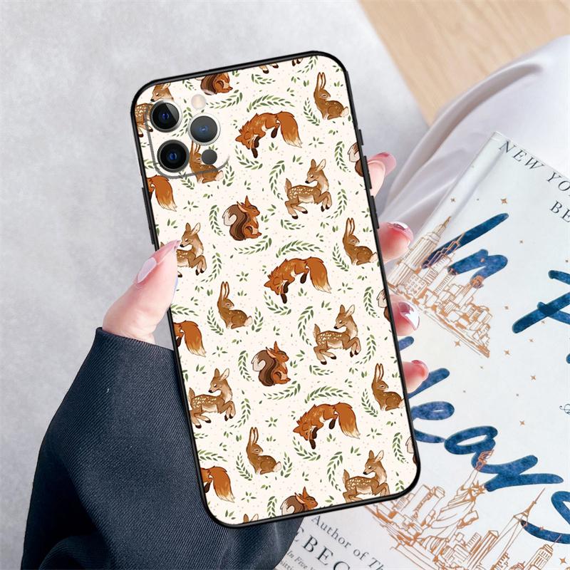 Squirrel Pattern Phone Case For iPhone 16 Pro Max 11 12 13 Mini 14 15 Pro Max XR 15 16 Plus 16e Cover Coque