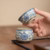 Ru Kiln Blue and White Pu'er Cup Teacup Single Ceramic Master Cup Personal Special Simple Tea Tasting Cup Kung Fu Tea Set