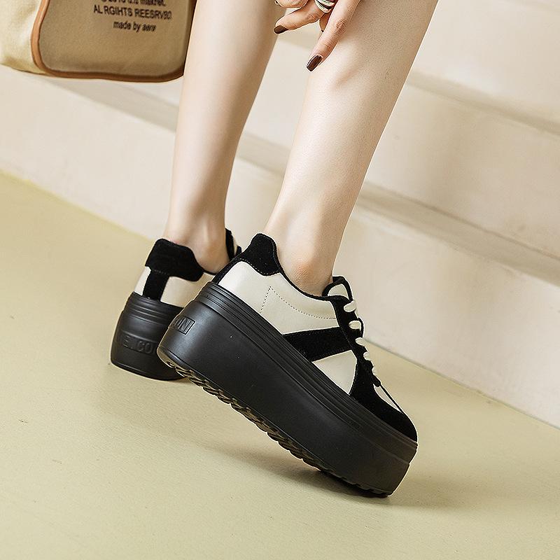Platform Women's Shoes Spring and Autumn 2025 New Casual Muffin Shoes Heightening Color Matching German Training Shoes Fashion White Shoes Women's T
