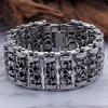 Gothic Herren Schädel Armband für Männer Massiv 316L Edelstahl 35MM Breite Punk Kette Armband Handschmuck Skelett Accessoires