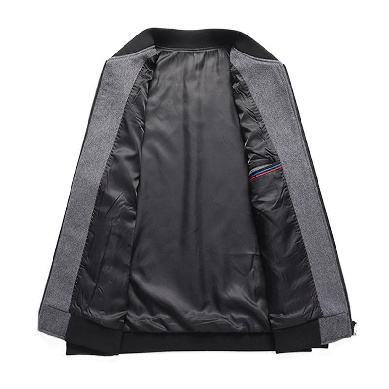 Autumn and Winter New Men's Wool Jacket Woolen Jacket Middle-aged Men's Business Casual Woolen Stand-up Collar Zipper Jacket