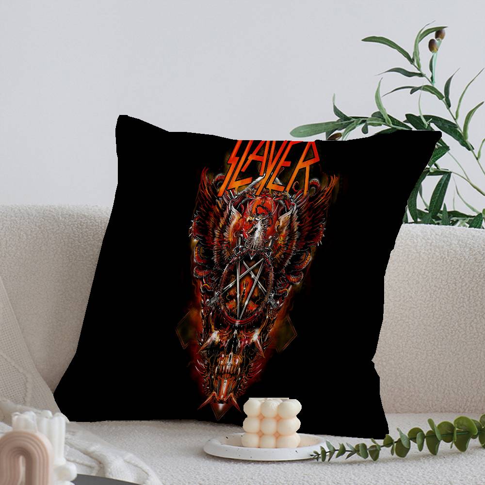 Rock S-Slayer Heavy Metal Band Pillow Covers Cartoon Sofa Decorative Home Double-sided Printing Short Plush Cute Cushion Cover