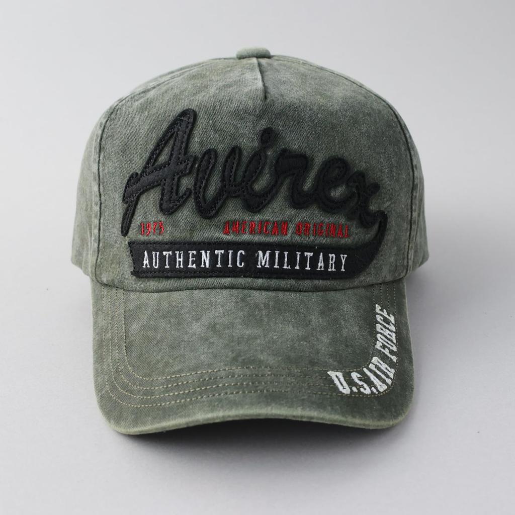 Avirex Military Felt Pigment American Casual Summer Baseball 067 Men's Cap, Low-Profile Cap, Embroidered, Style, Cap, Khaki,