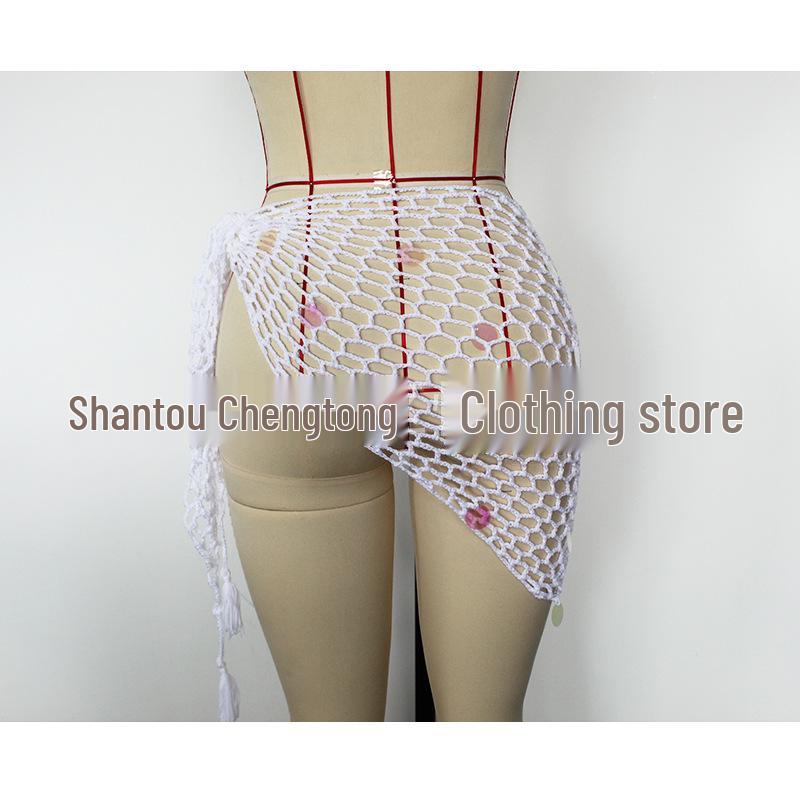 Hand-Crocheted Sequin Tie-Up Beach Cover-Up Dress