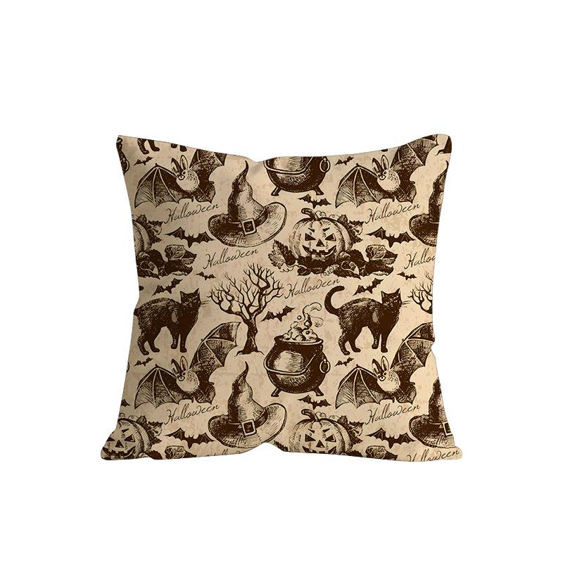 Retro Halloween Pillowcase Funny Skeleton Sofa Pillow Home Living Room Cushion Pillow Pillow