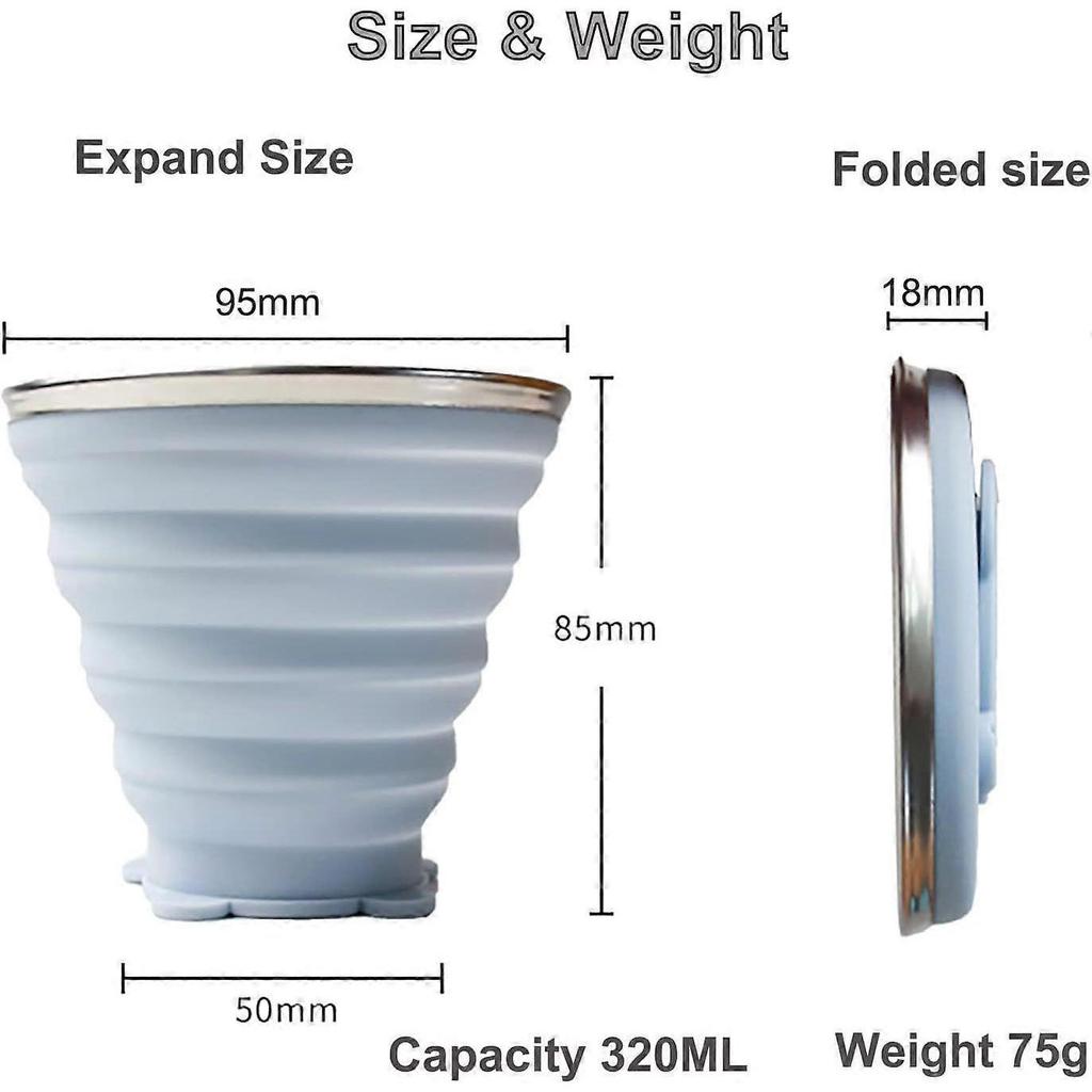 2025 Latest Model 2 Pack Silicone Collapsible Cups for Traveling, 320ml+320ml