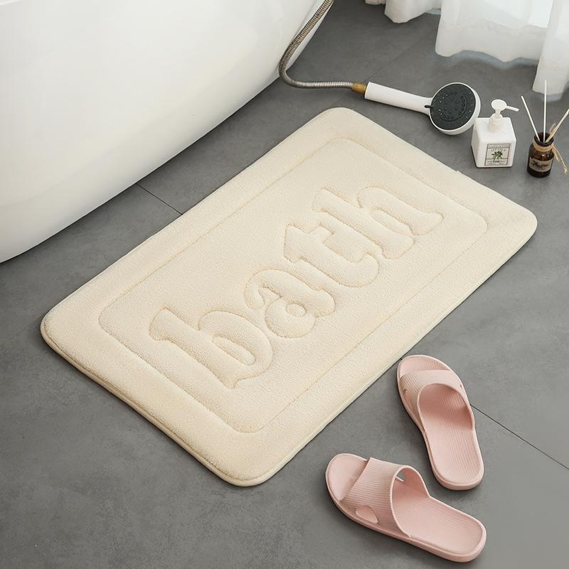 1PC Imitation Cashmere Floor Mat Bathroom Bathroom Coral Fleece Absorbent Carpet Embroidery Kitchen Living Room Floor Mat
