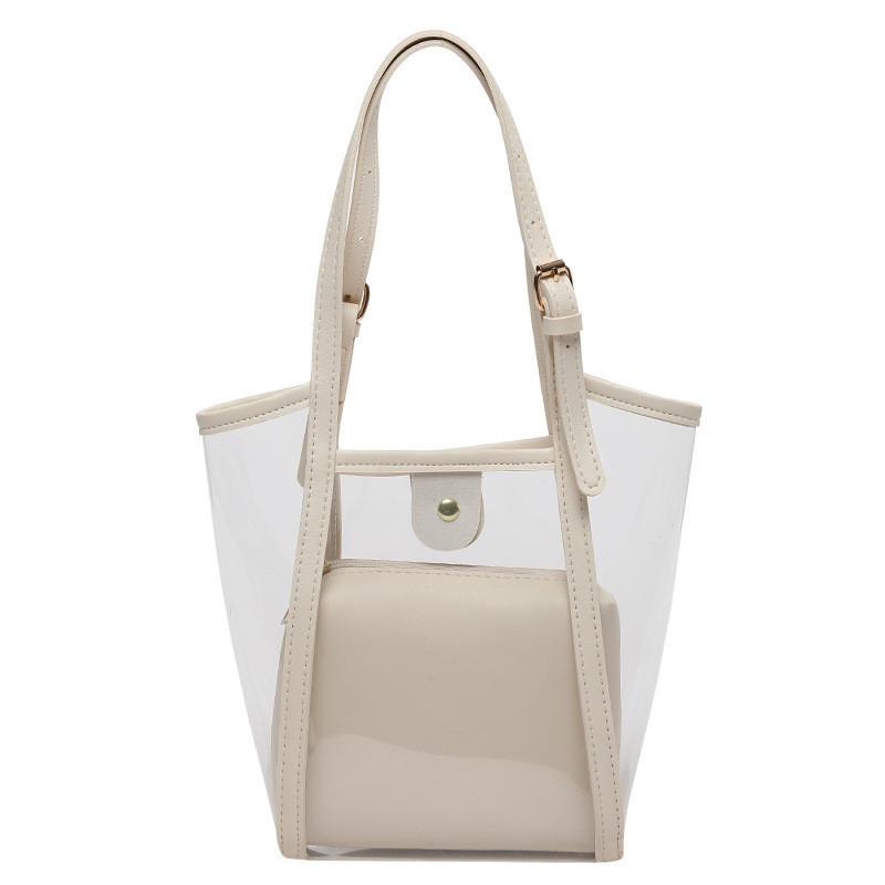 

Trendy Pvc Jelly Shoulder Bag With Stitching Details For Casual Look белый