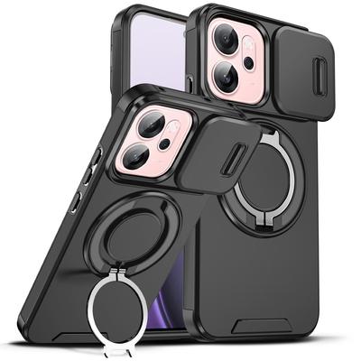 Magnetic Ring Stand Phone Case For OPPO Reno 14F 14 Pro Global Slide Camera Lens Protection TPU Frame Hard Plastic Back Cover