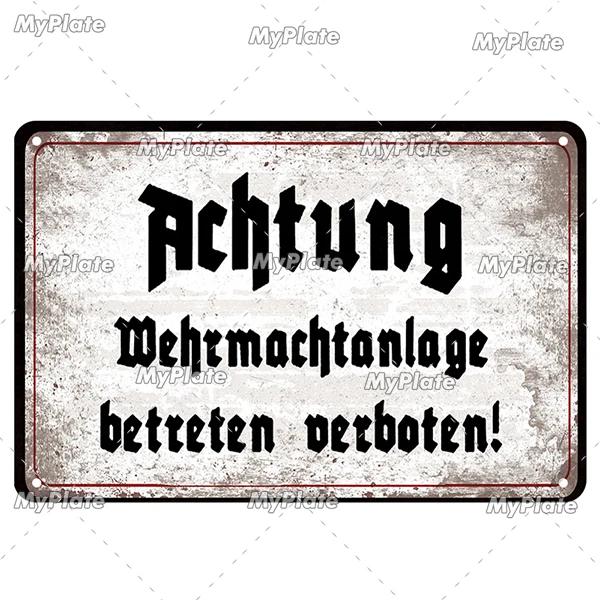 [MaPalte] Vintage German Achtung Sign Metal Sign Tin Sign Decoration Plaque Home Wall Door Decor Bar Sign Home Plate Poster
