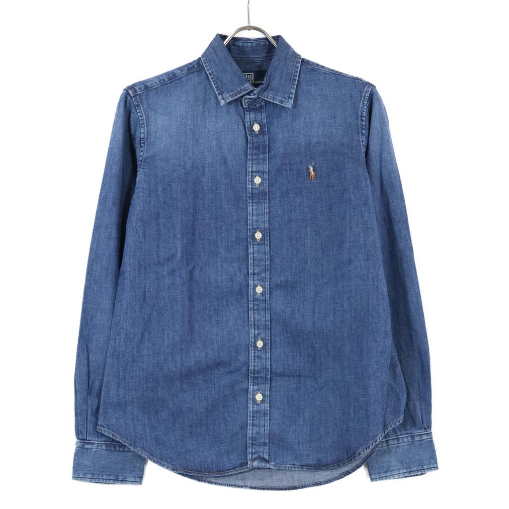 Polo Ralph Lauren Blue Denim Long Sleeve Shirt Tops 8 blueUsed