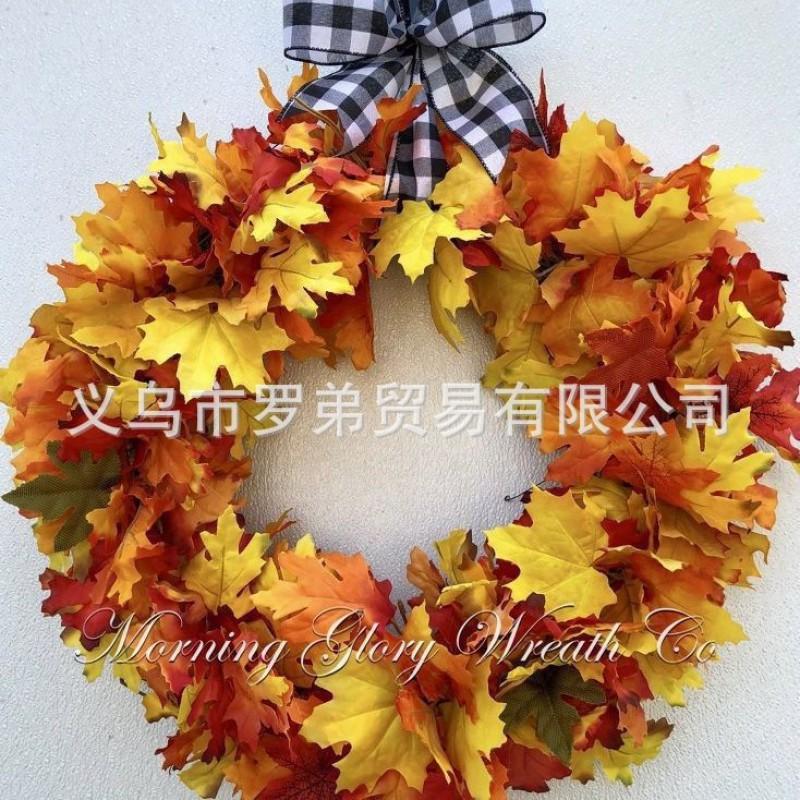 Harvest Wreath With Pumpkins Berries Vine Circle Halloween Thanksgiving Door Decor