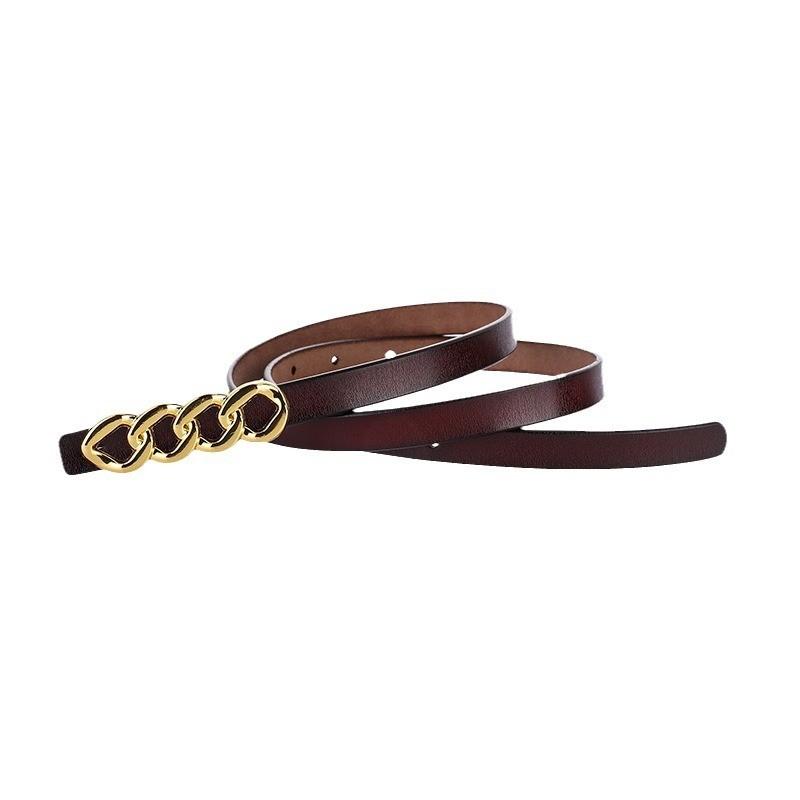Fashionable Womens Leather Belt With Metallic Detail For Office And Casual Looks