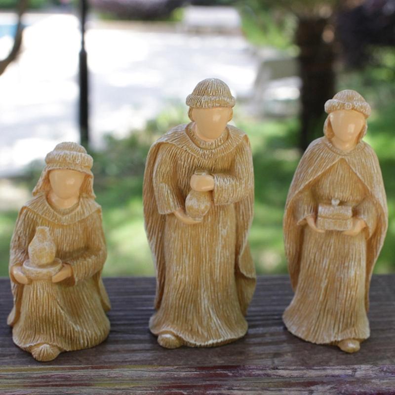 10 pz/set Scena Natività di Cristo Statuina Bambino Famiglia Mangiatoia Statuette Artigianato in Resina Miniature Ornamento Religioso Chiesa