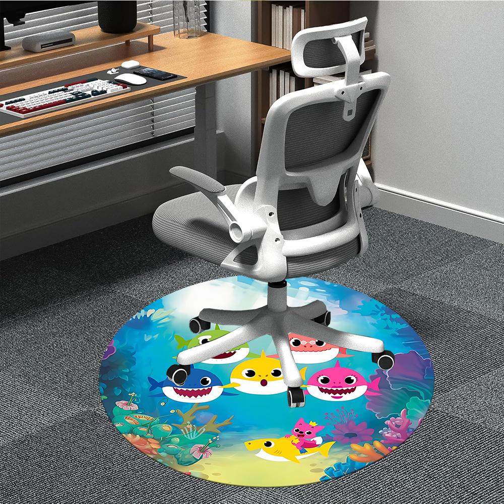 

1pc Shark Family Chair Carpet for Office, Soft, Non-Slip Polyester Mat, Office, Living Room, Bedroom, Durable Polyester yy251207098 80cm by 80cm