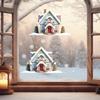 Christmas Double House Window Cling Removable Waterproof PVC Merry Christmas Winter Cabin Static Glass Sticker Holiday Party Decoration Decal