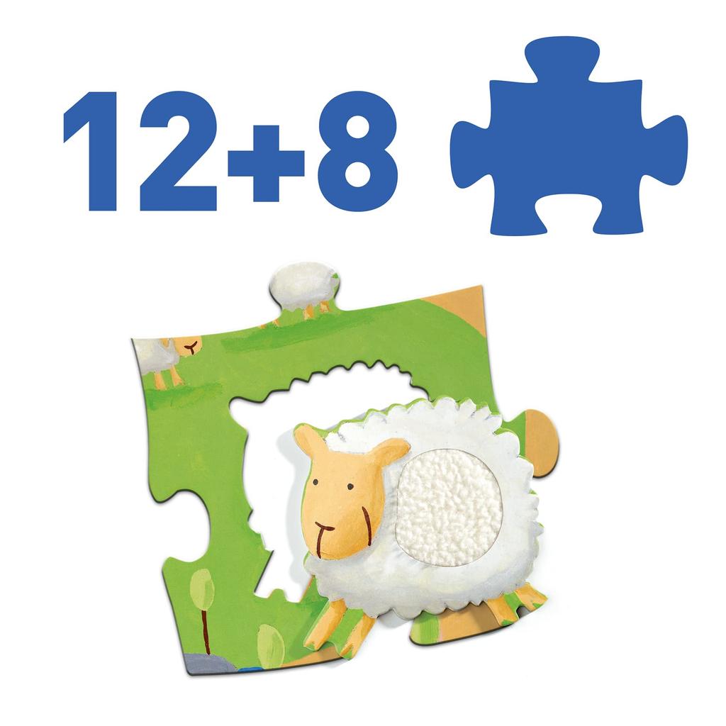 DJECO Giant Tactilofarm Jigsaw Puzzle 20 Pieces Giant Large Animal Develops Fine Motor Montessori Ages and Boys and Sports Autumn Nights - - -