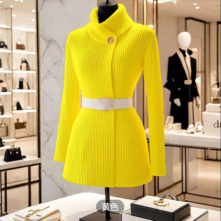 Уникальные Супер Красивые Стройные Знаменитости Шикарные Свитера Топы Осень Зима Вязаный Свитер Женская Верхняя Одежда XS жёлтый 3295₽