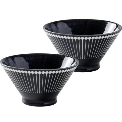 Minoru Pottery Mino Ware Albee 125 Reisschale, Marineblau, 2er-Set