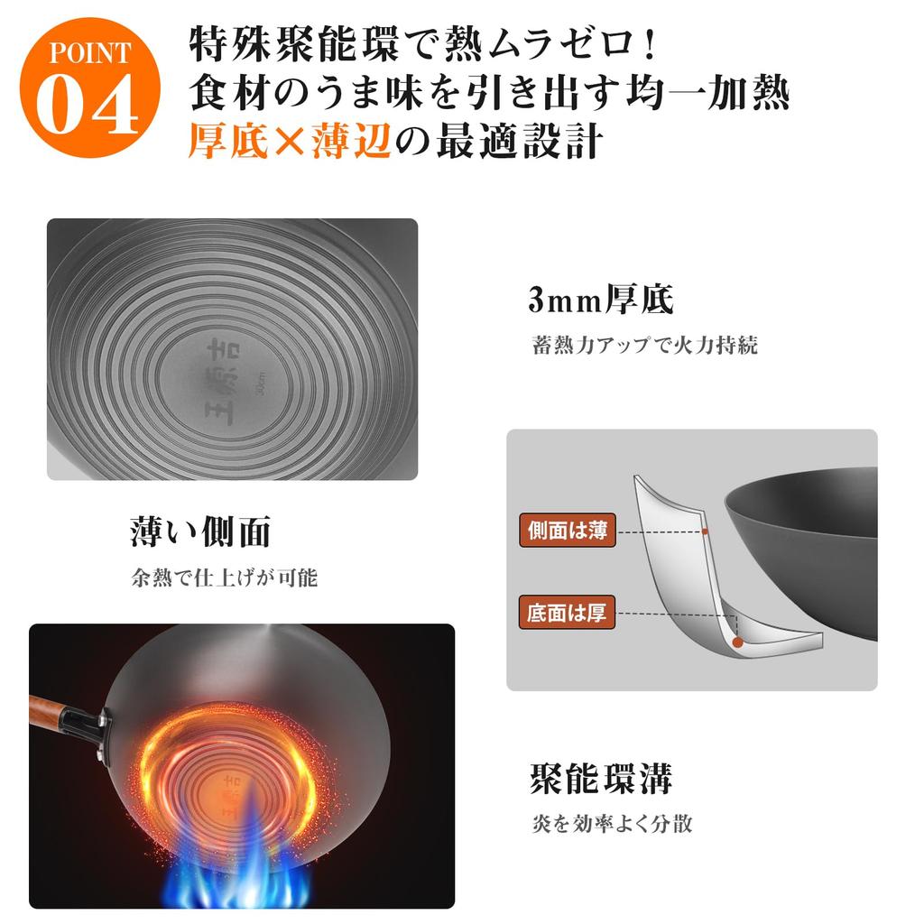 WANGYUANJI Deep Frying Iron Iron Induction Cooking Gas Stove Meat Wooden Glass Easy Cookware for Home or Commercial Use Pan, 28cm, Stir-Frying Pan,