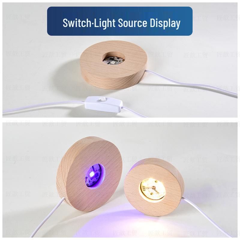 USB Oak Crystal Night Light with Glowing Base