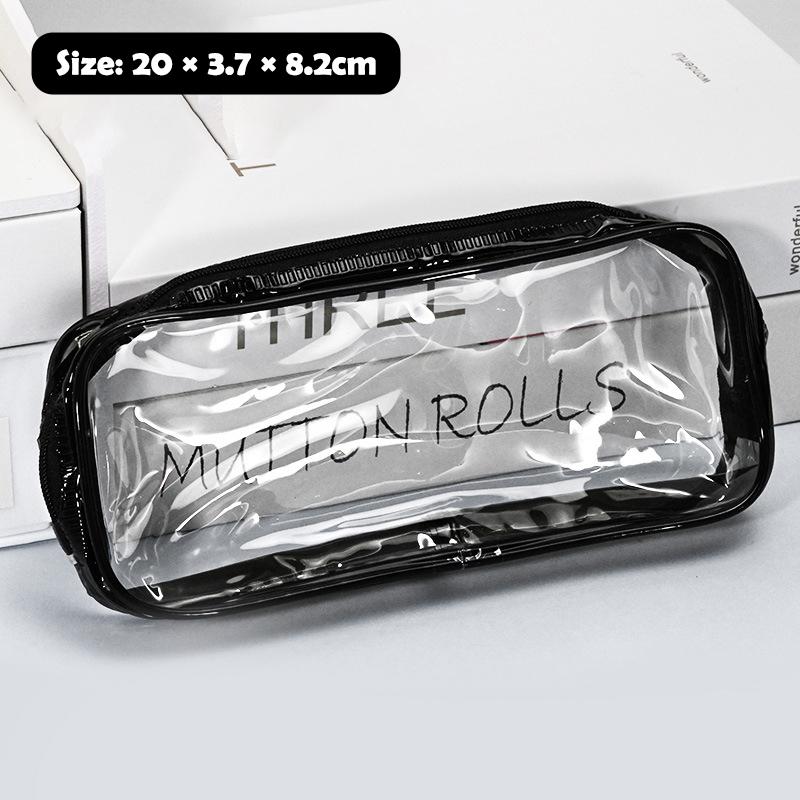 

Однослойная прозрачная женская косметичка, дорожные аксессуары, вместительная косметичка на молнии, водонепроницаемый ПВХ пенал чёрный