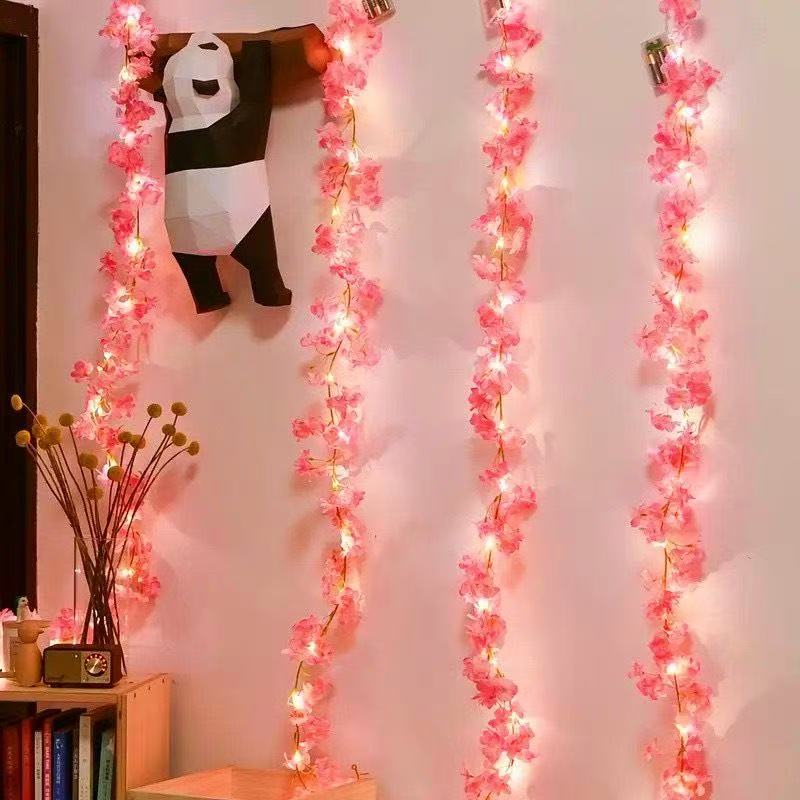 Cherry Blossom String Light 2M 20LED Garland Artificial Flower Garland Vines Fairy Lights For Bedroom Wedding Party Decoration