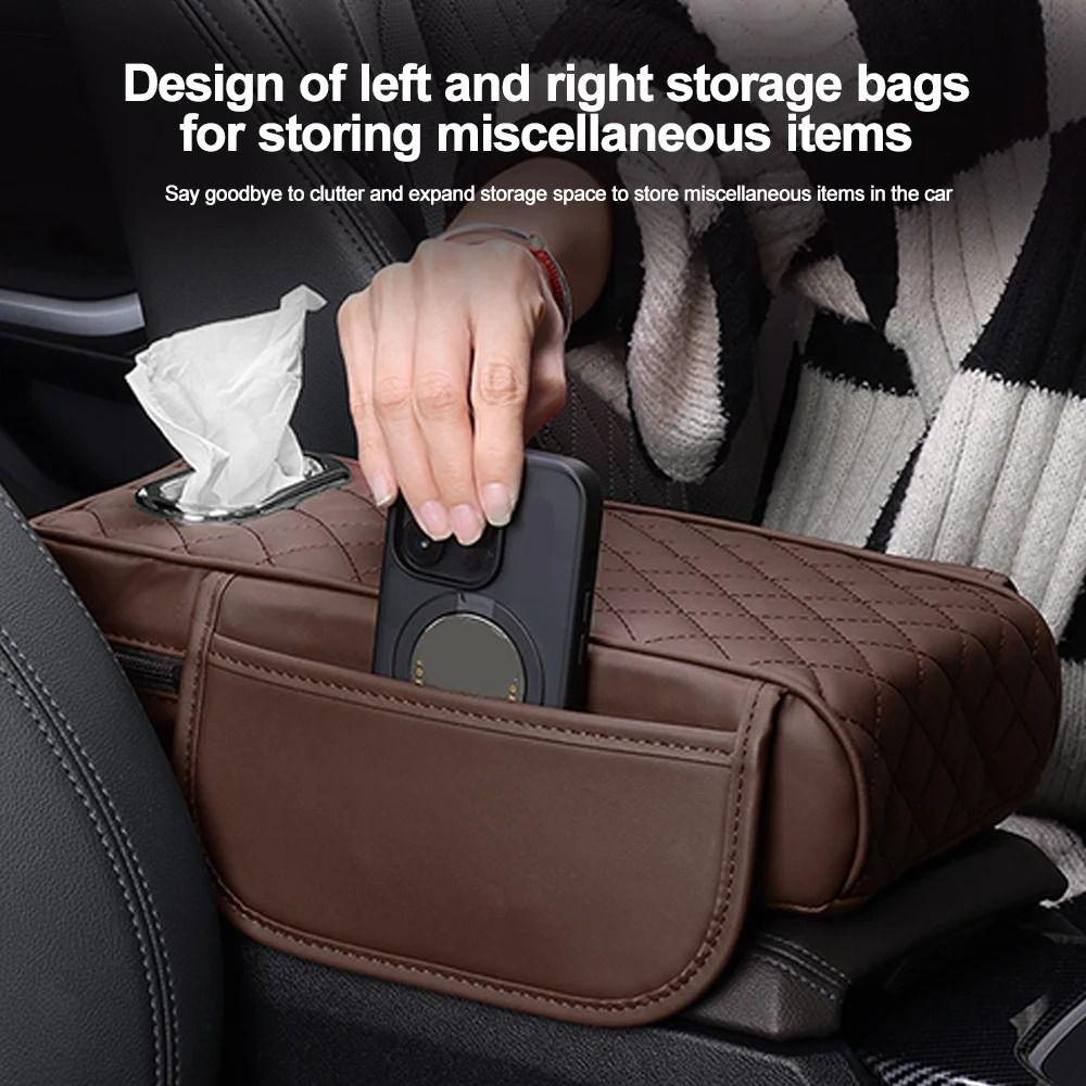 

PU Leather Car Armrest Tissue Holder Non Slip Protective Armrest Cushion Centre Console style 3