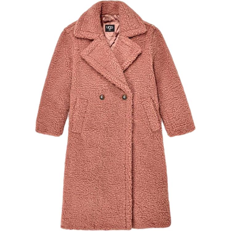 

UGG Однотонне пальто з лацканами, вільного крою, довге, плюшеве, жіноче пальто 1120631-FRW XXS