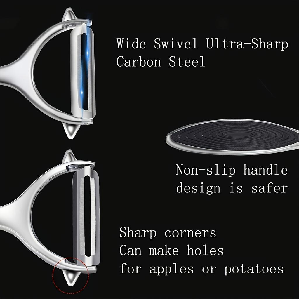 Stainless Steel Vegetable & Fruit Peelers with Anti-Slip Handles and Sharp Blades - Metal Straight Edge Peelers for Precision Peeling